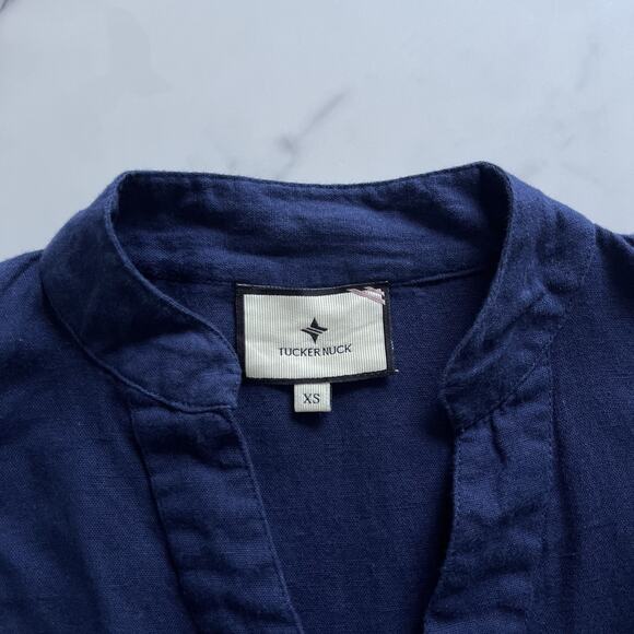 Tuckernuck Piper lace Blouse Navy Sz XS peasant feminine Nautical french chic - Picture 3 of 10